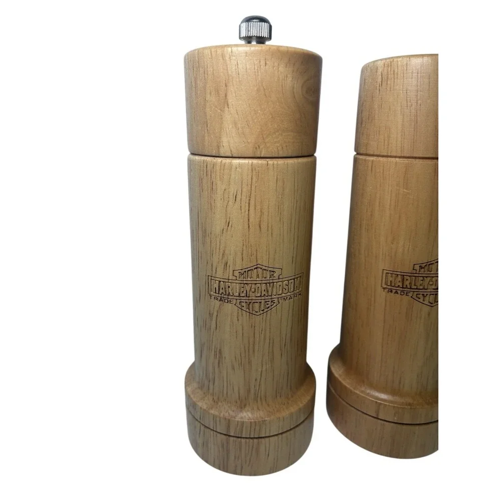 Harley Davidson Motorcycle Salt and Pepper Shakers, Wood, New W/o Box. 6 Inches